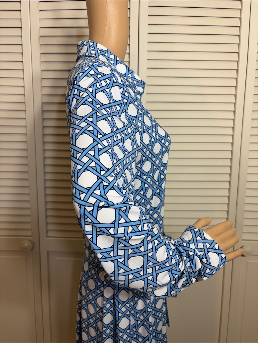 Brooks Brothers Blue and White Geometric Long Sleeves Shirt Dress XL - Picture 9 of 16